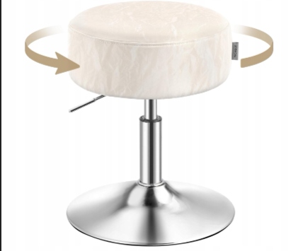 KRZESŁO DO TOALETKI OBROTOWE REGULOWANE STOŁEK TABORET PU