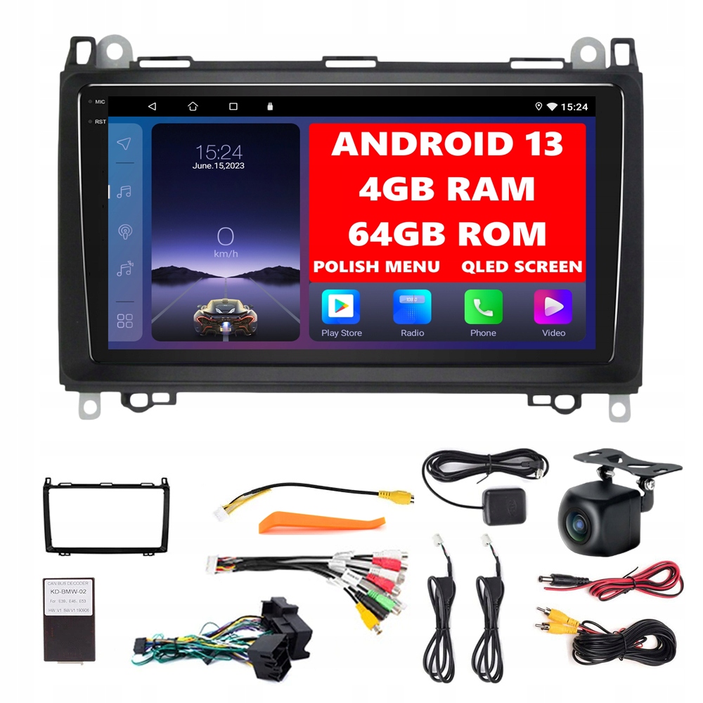 Android 13 Autorádio Mercedes W169 W245 B200 W906 W639 Vito Viano Carplay 4/64GB