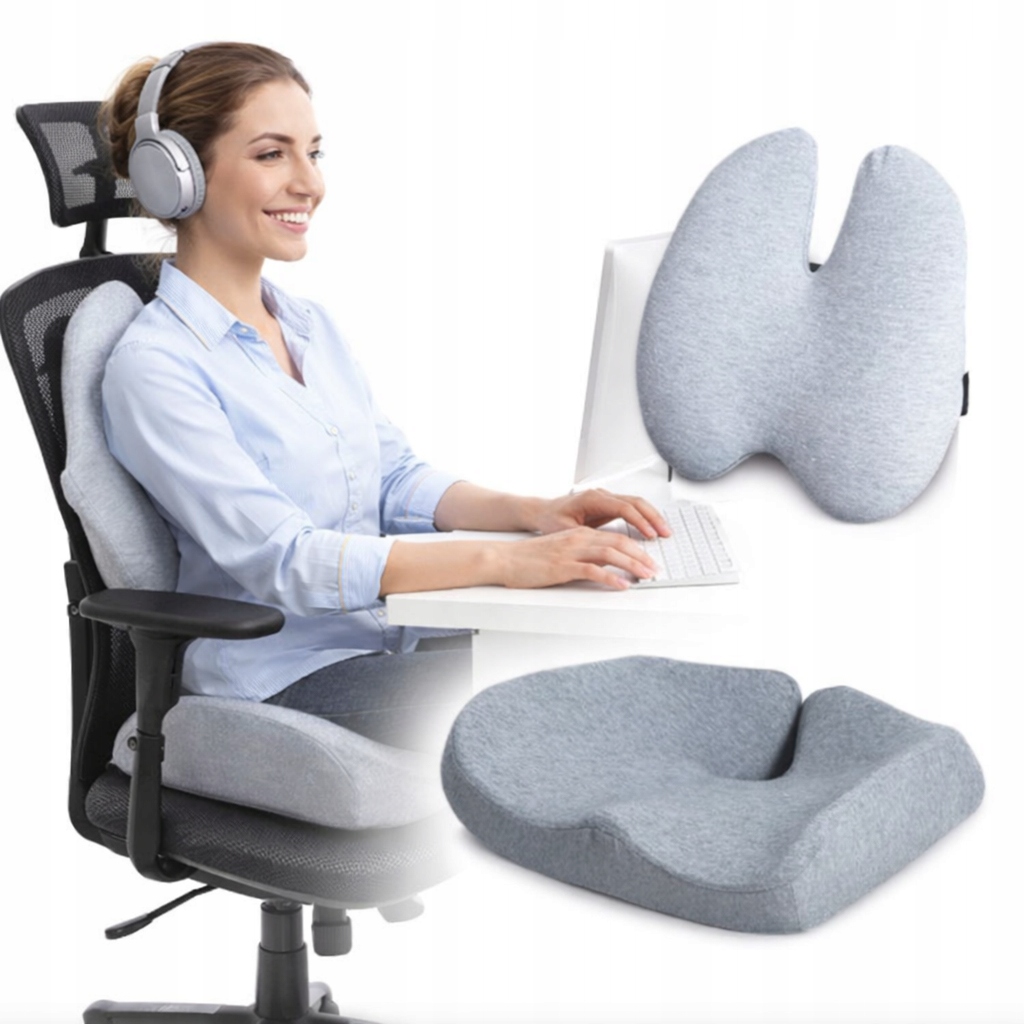 Poduszka Ortopedyczna Lędzwiowa Na Plecy Oraz Do Siedzenia 2w1 Biurowa Auta