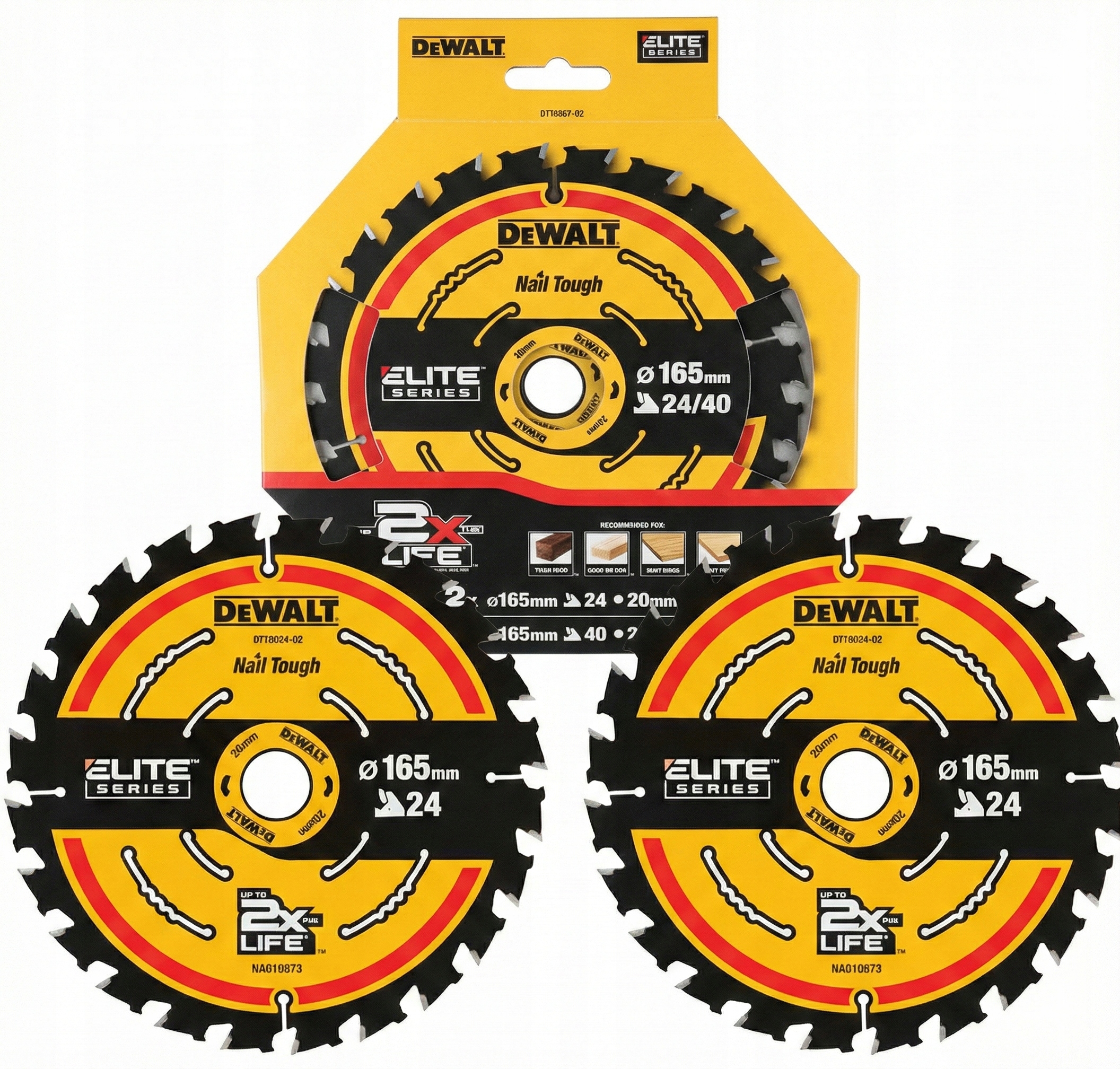 Zestaw 3 tarcz do drewna 165mm DT10397-QZ DeWalt