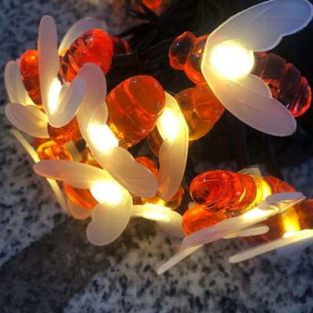 Girlanda solarna LED 20 pszczółki lampki ogrodowe wbijane multikolor