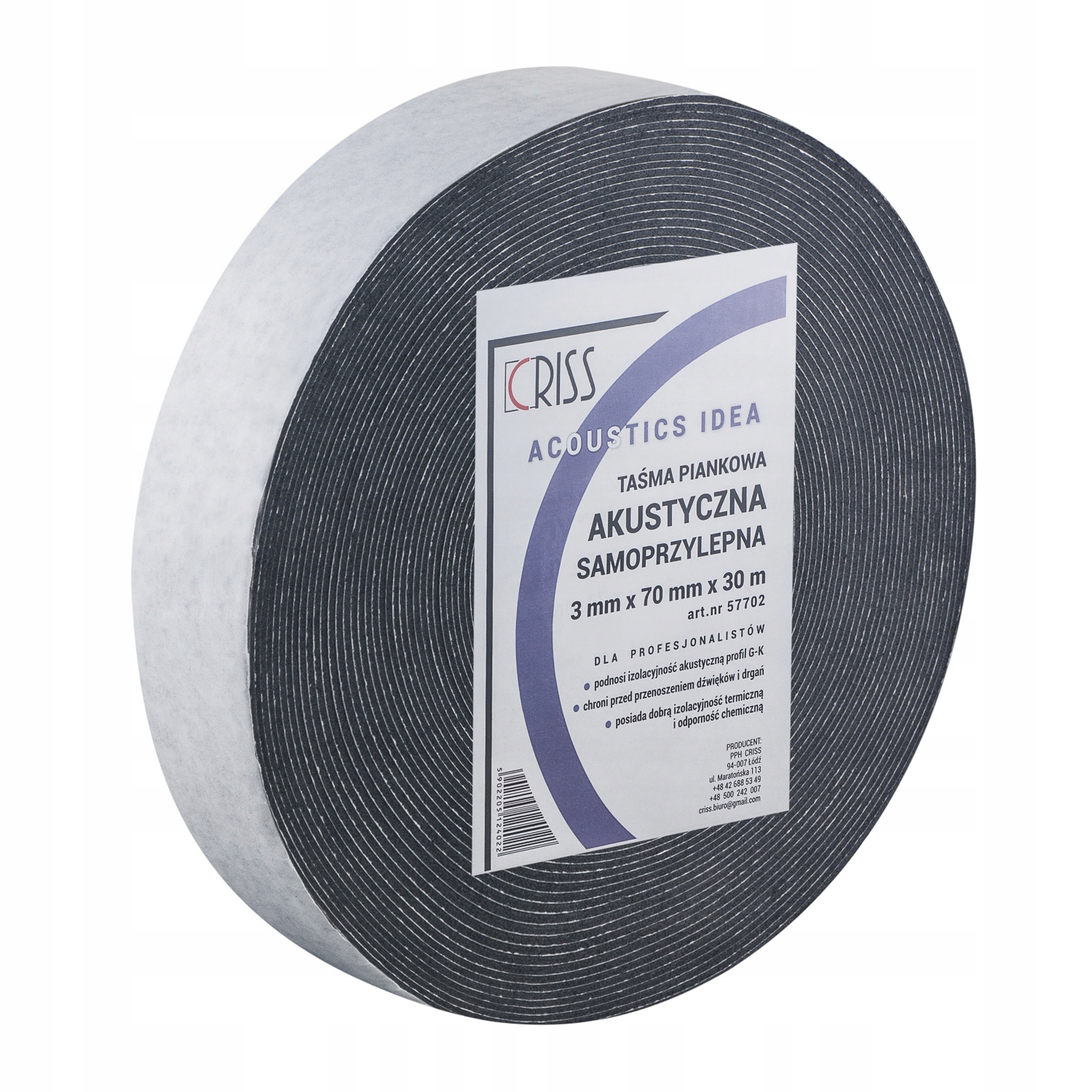 Taśma Akustyczna Piankowa 70mmX 30mmX30mb
