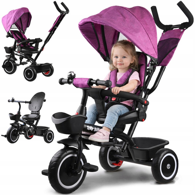 Rowerek trójkołowy Tiny Bike 3w1 różowy z daszkiem SP0650