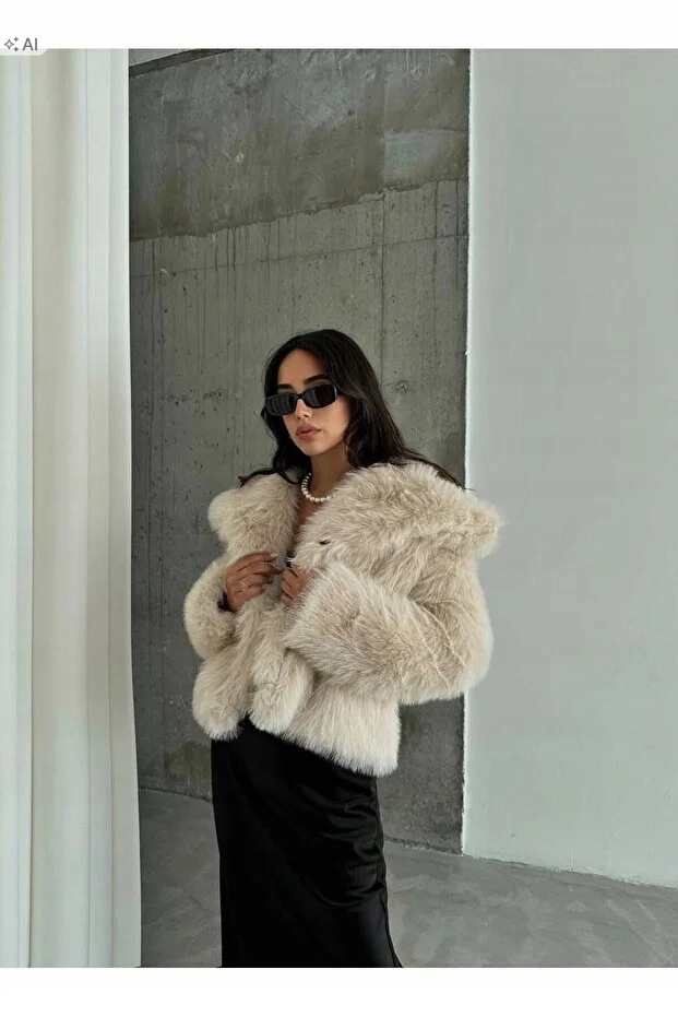 Krátká Dámská Kožešinová Bunda, Měkká, Elegantní, Velikost 5IA