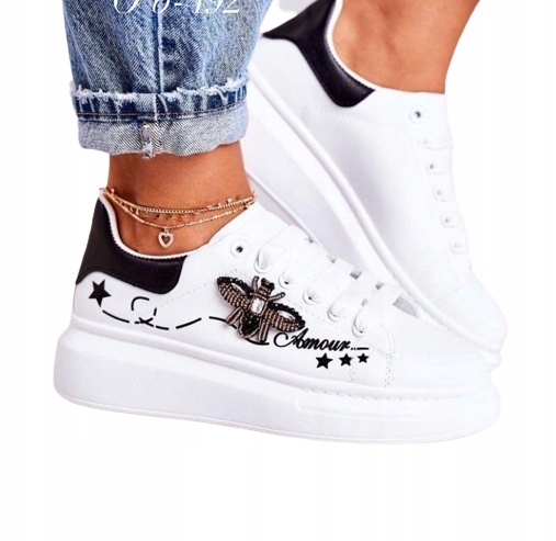 

Białe Trampki Sneakersy Z Pszczołą r. 41