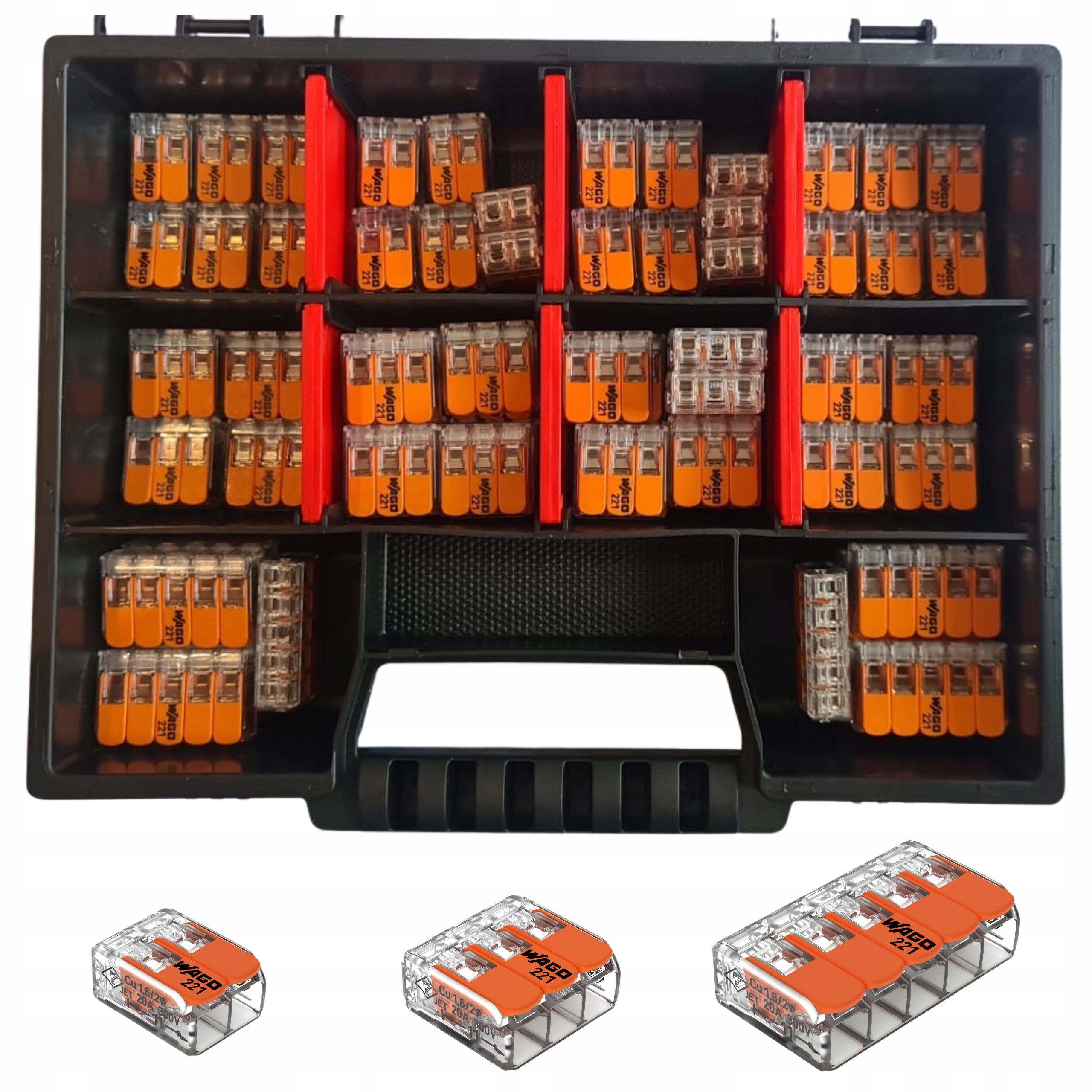 Sada konektorů Wago 221-412, 413, 415 MIX 60 ks organizér
