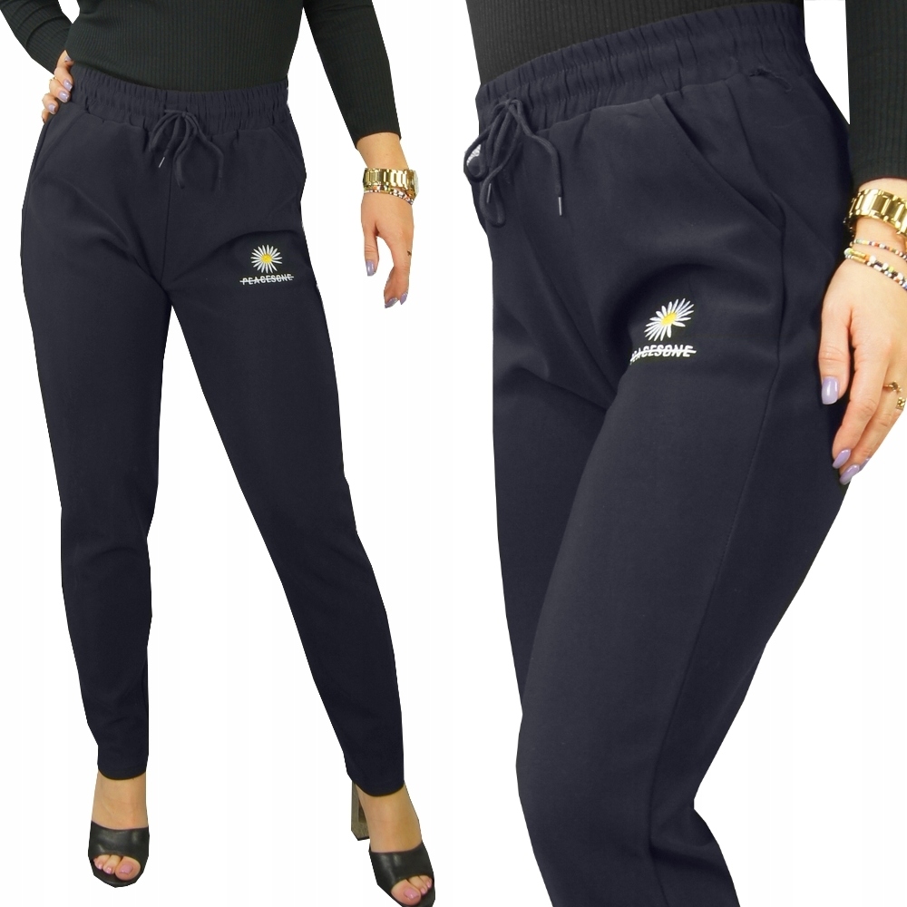 

modne Spodnie cygaretki Wysoki Stan Granat 100 XXL