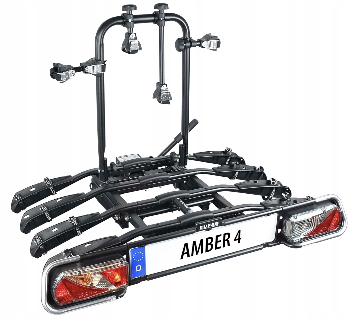 BAGAŻNIK ROWEROWY NA 4 ROWERY UCHWYT ROWEROWY EUFAB STALOWY NA HAK 60KG