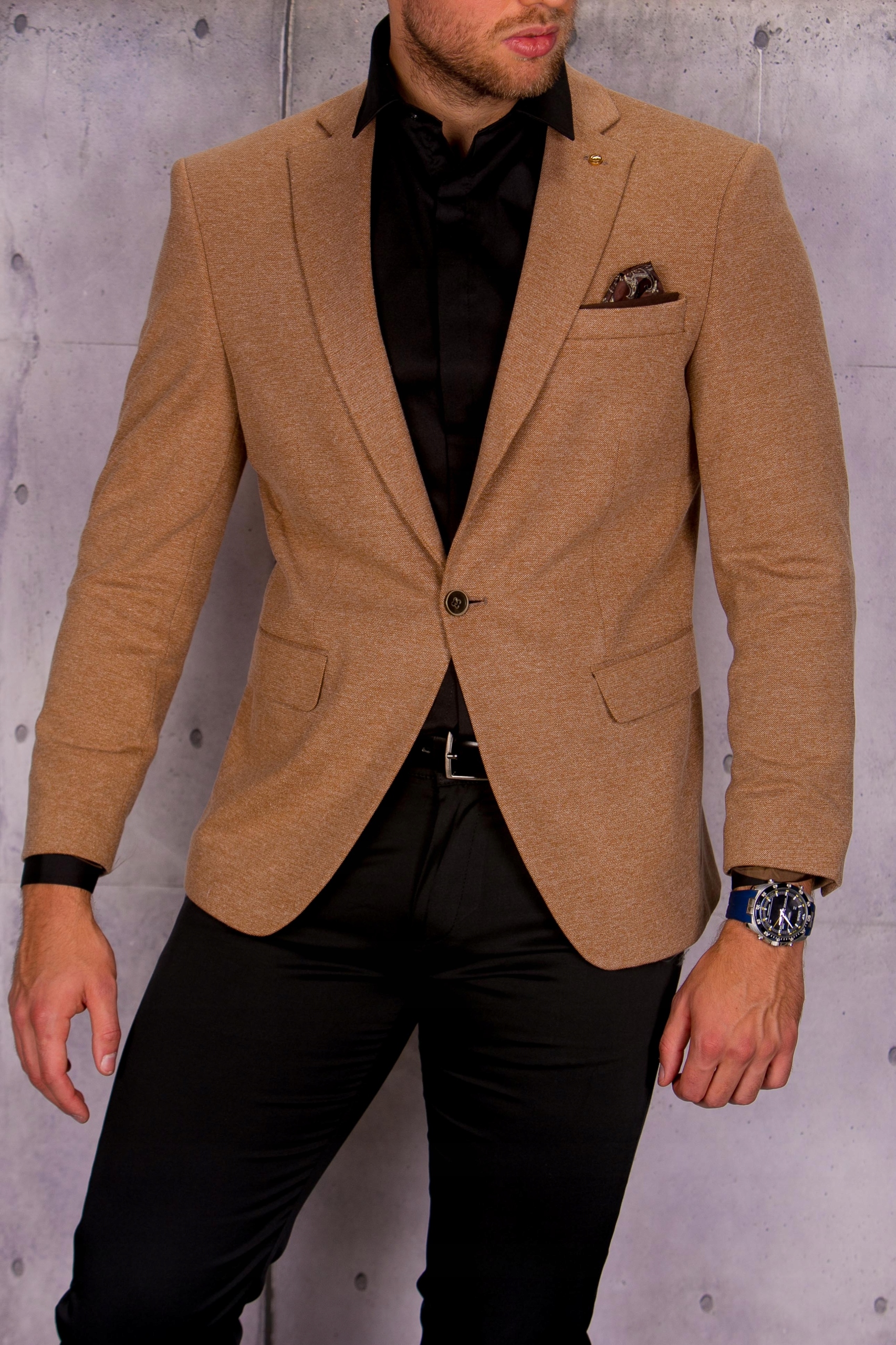 Modna marynarka męska camel rozm. 52 M/L Rozmiar 52