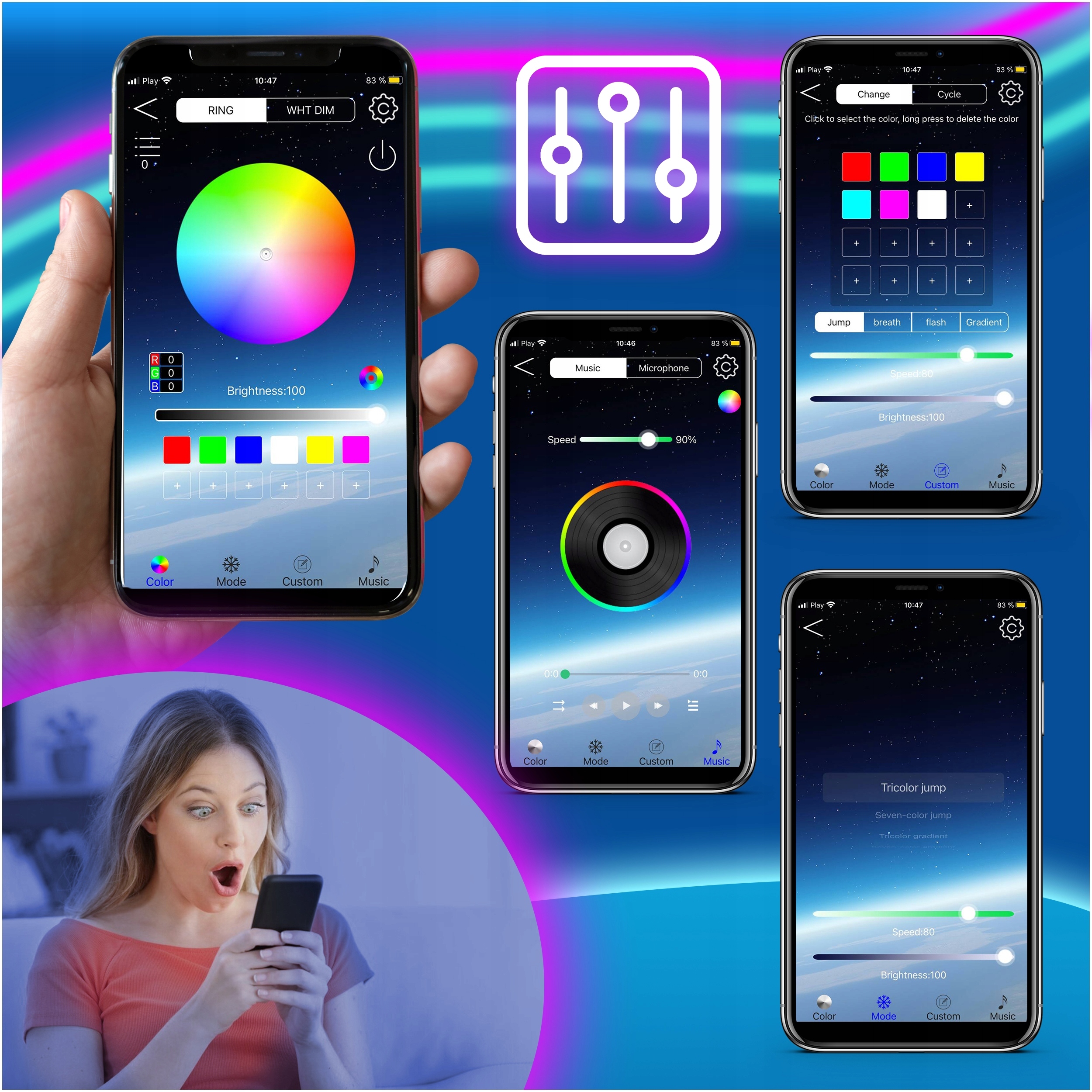 TAŚMA LED RGB KOLOROWA 5M BLUETOOTH PASEK STEROWANIE APLIKACJĄ PILOT LEDY Marka KREOleo