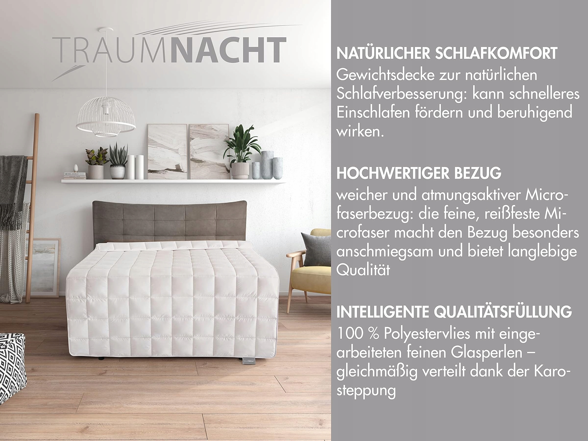 TRAUMNCHT TERAPUETYCZNA KOŁDRA NARZUTA OBCIĄŻENIOWA 135 x 200 cm 4 kg — miniatura 2