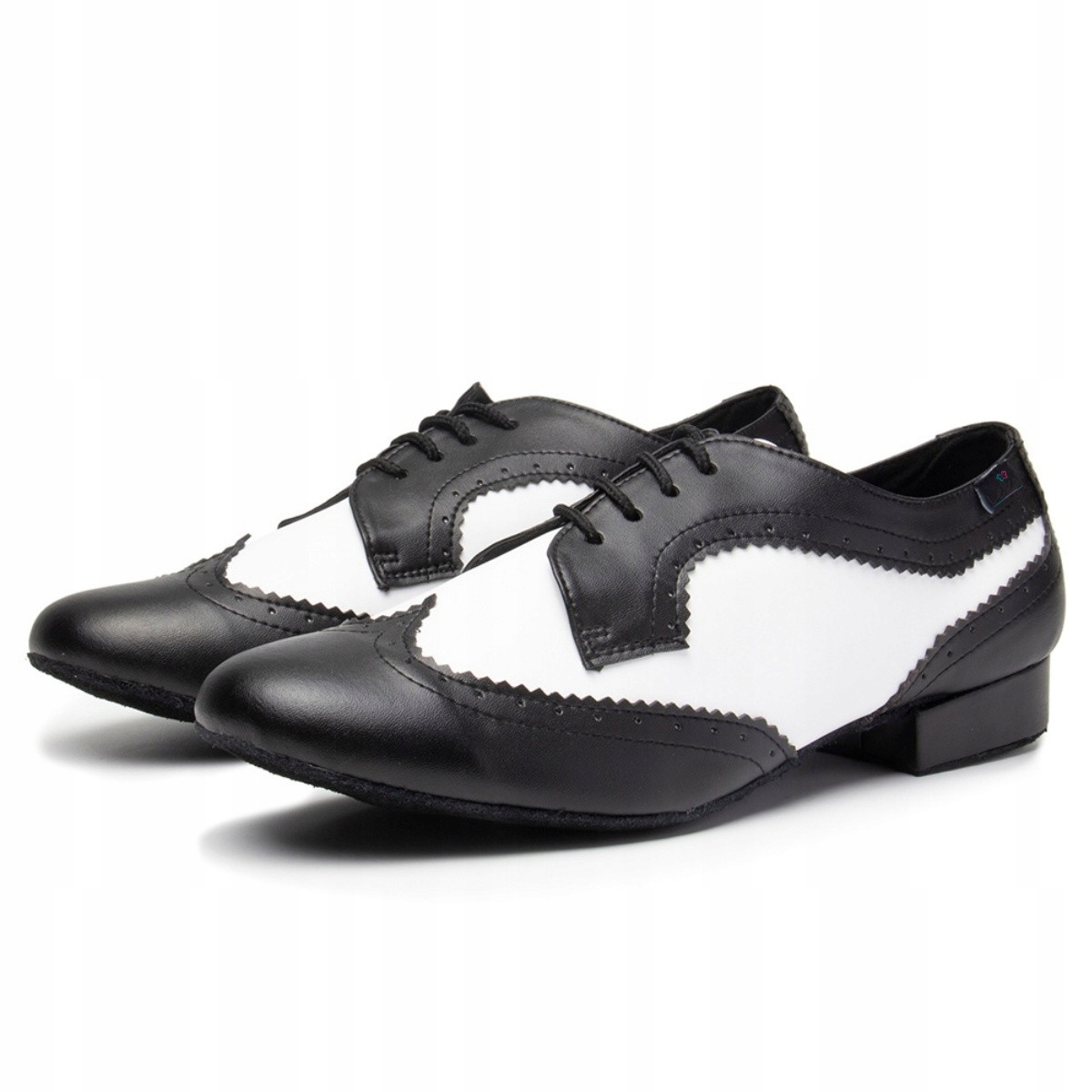 Męskie Buty Do Tańca Taneczne Skóra Czarno Białe