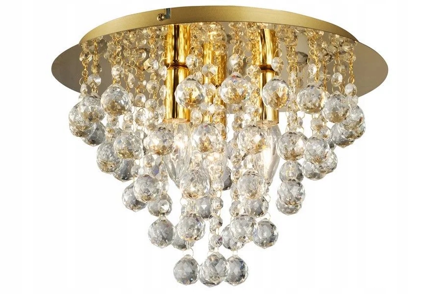 Stropná lampa glamour zlatá s kryštálikmi do spálne a obývačky 38 cm Reality