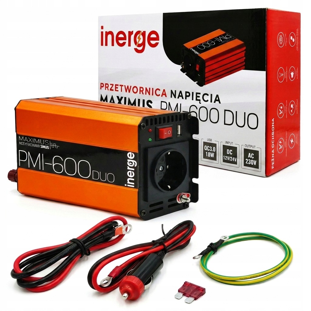Przetwornica Napięcia Duo 12V i 24V 230V 600VA 300W Modyfikowany Sinus Usb