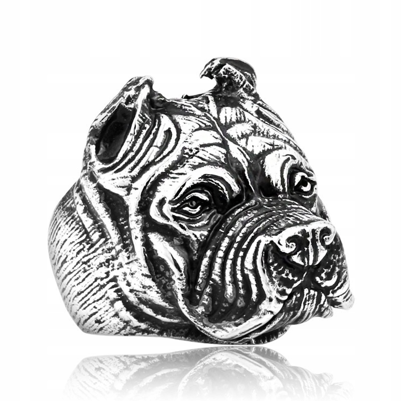 

Sygnet Pierścionek Stal Pitbull Buldog Amulet