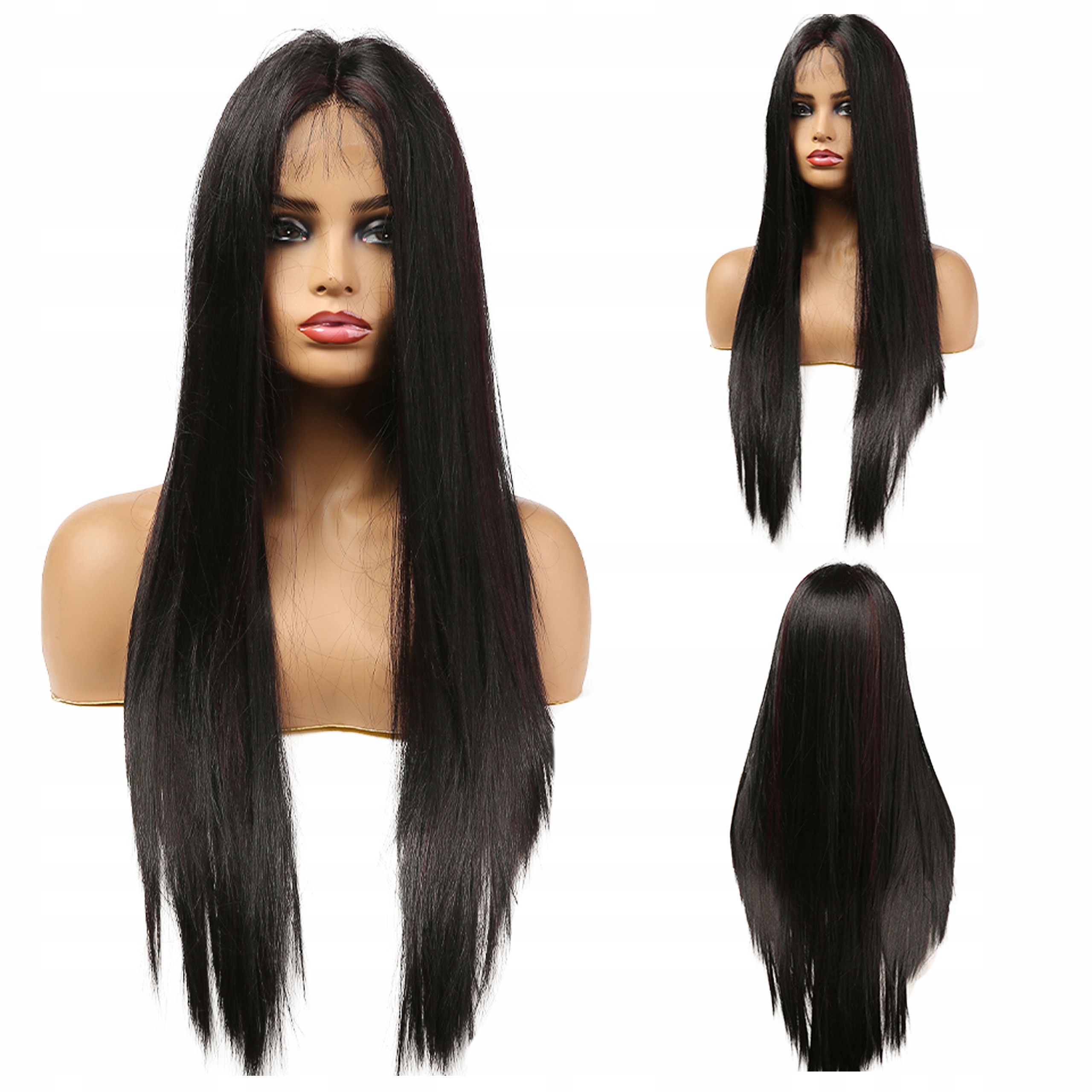 

Peruka włosy Jak Naturalne czarny brąz Lace Front