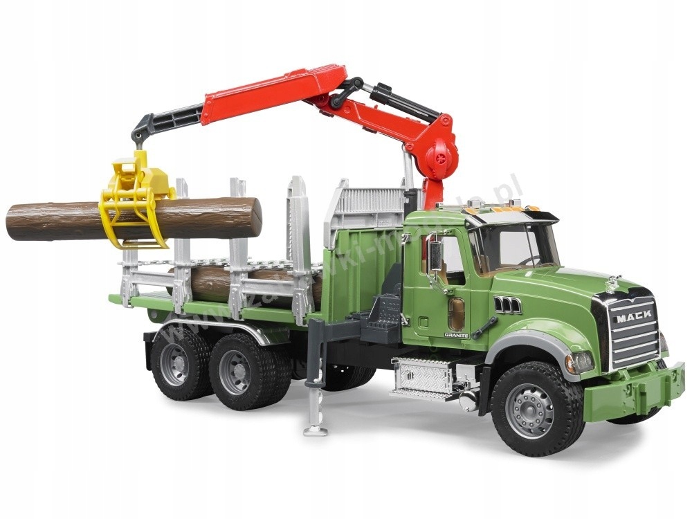 

Bruder 02824 Mack z dźwigiem przyczepą i pniami