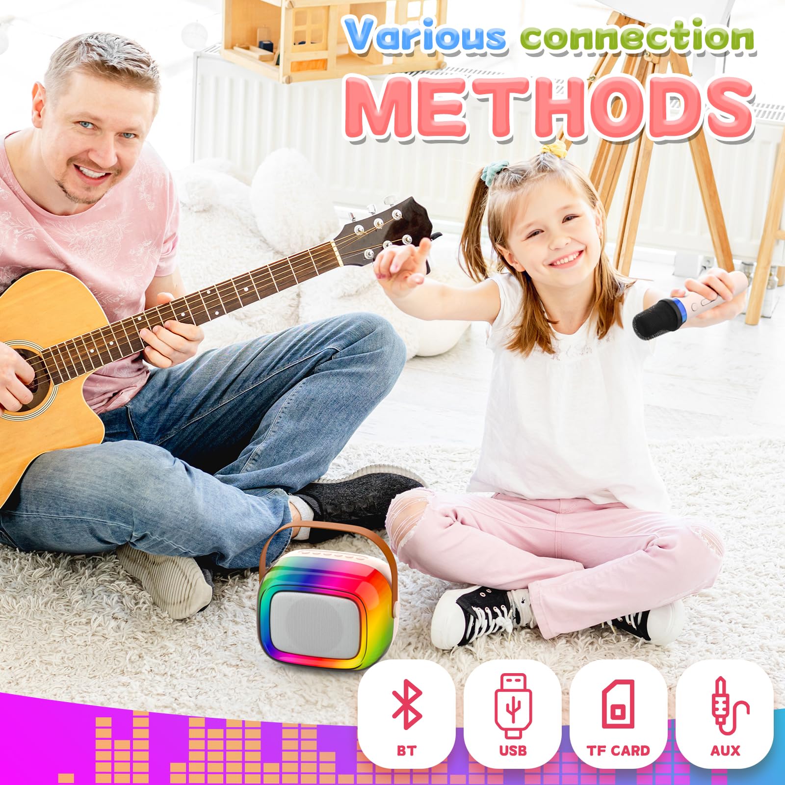 GUYUCOM Karaoke Maszyna Mini Mikrofon Dla Dzieci i Dorosłych Bluetooth — miniatura 4