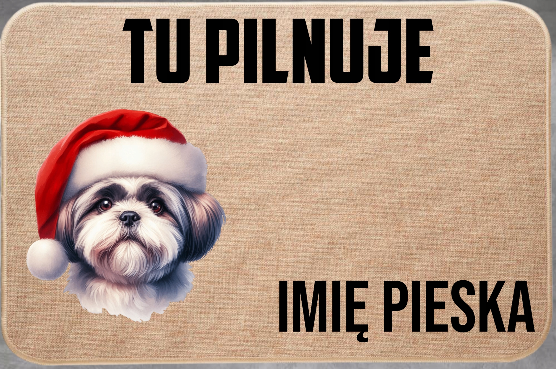 Lněná Vstupní Rohožka Na Vánoce Zde Hlídá Jméno VZOR3