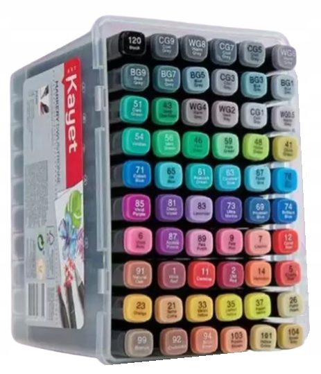 KAYET Markery dwustronne 60 szt Pudełko Organizer