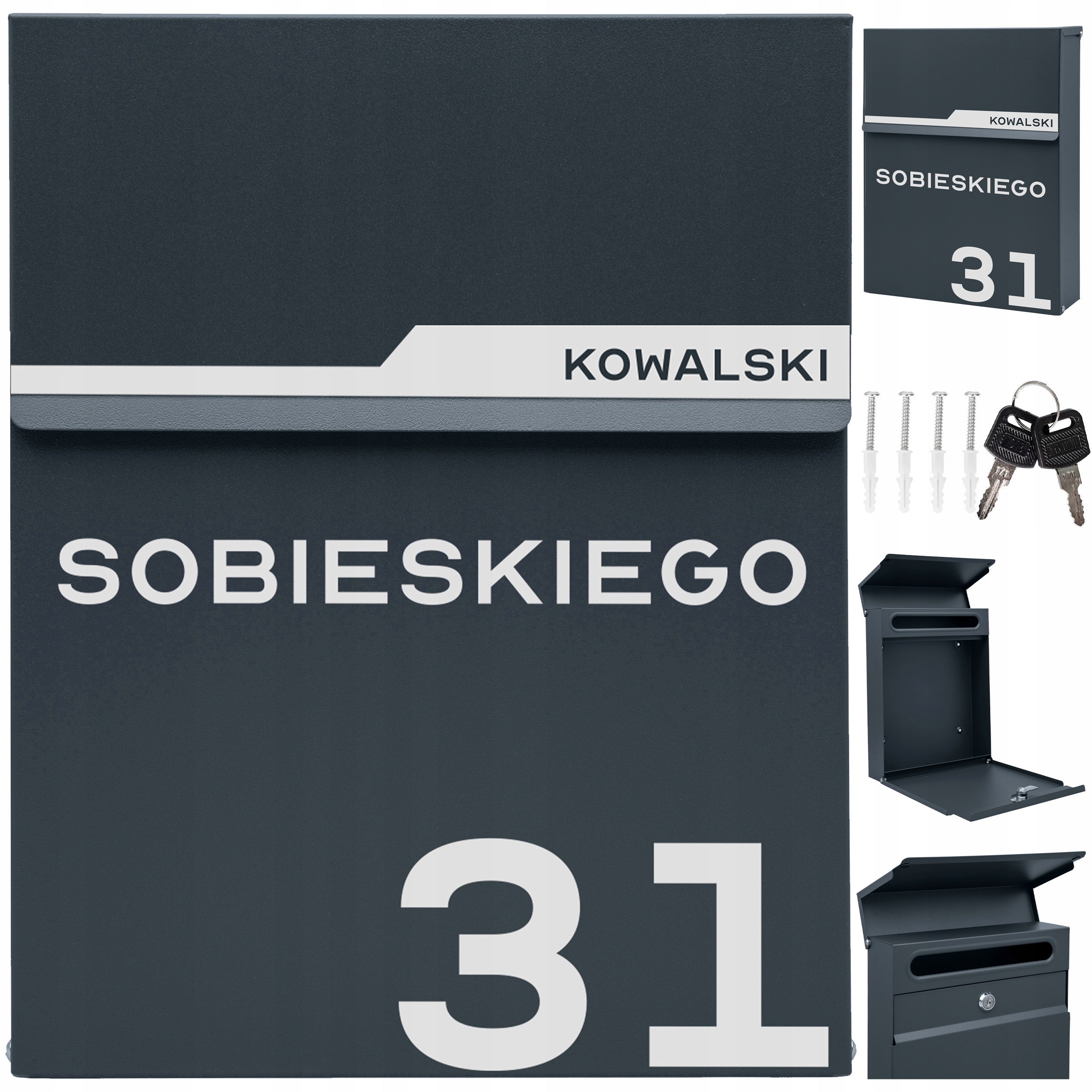 Poštovní Schránka Na Poštovní Dopisy Antracit Nápis Adresa Ulice Číslo