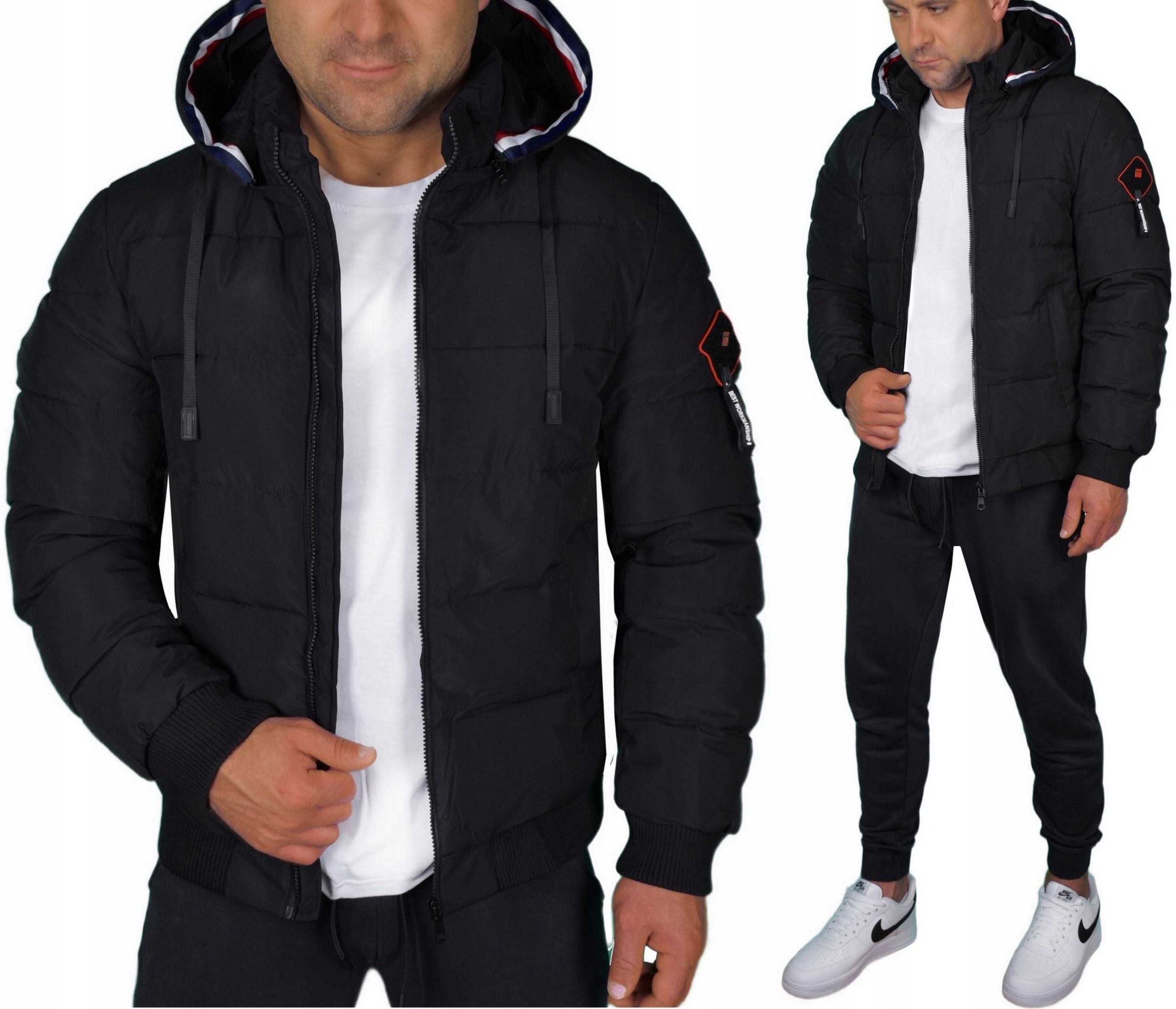 Pánská Prošívaná Péřová Zimní Bunda S Odnímatelnou Kapuce