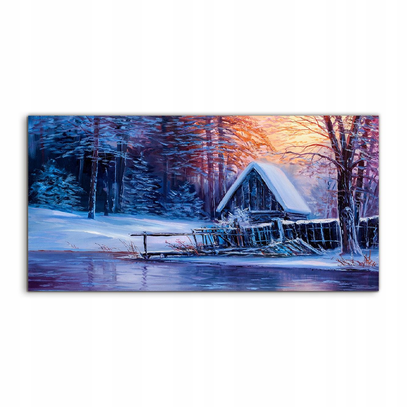 

Fotoobraz 100x50 nowoczesny Zima Las Brzeg Rzeki