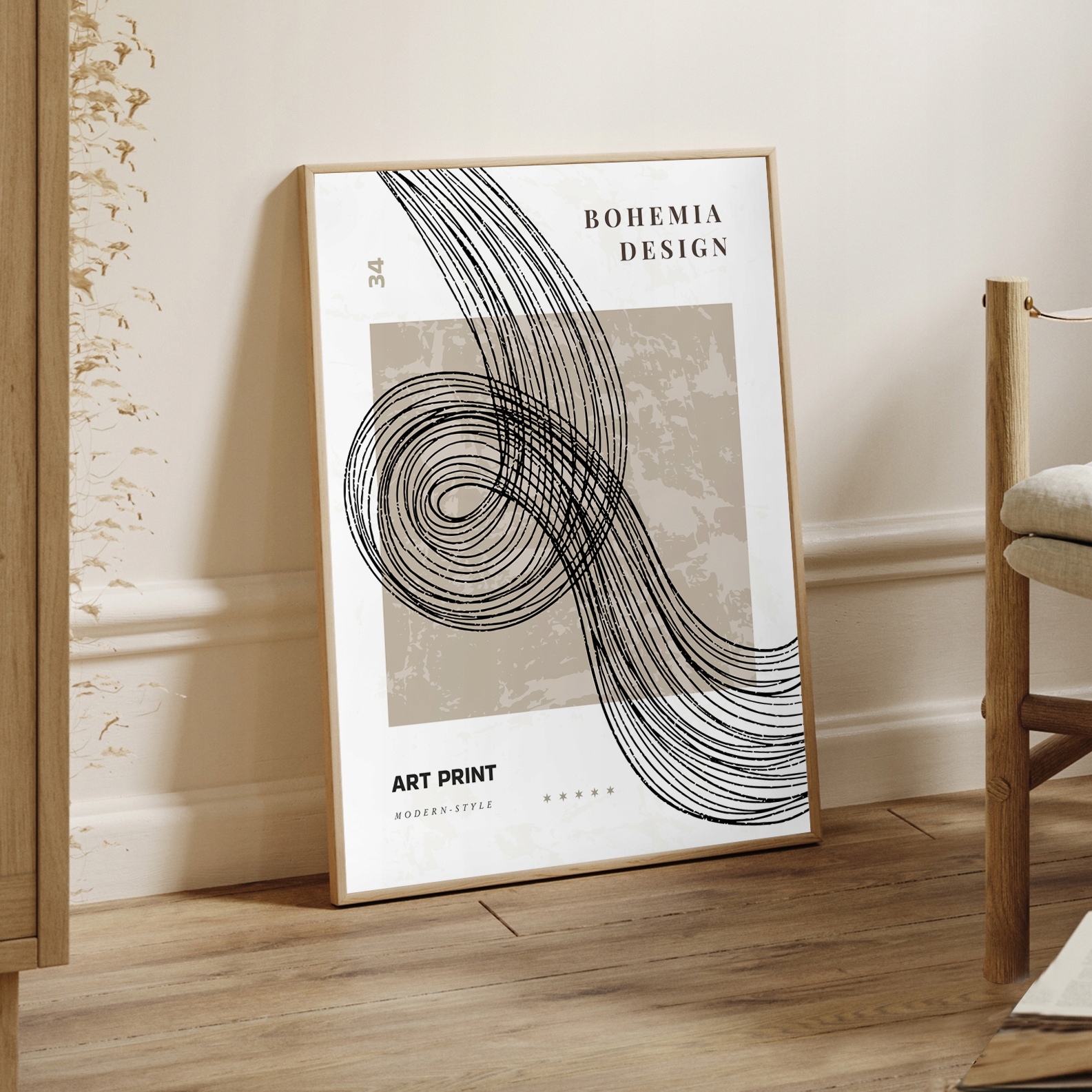 BOHO beżowy design PLAKAT 100x70cm obraz #T21 Marka KMBpress