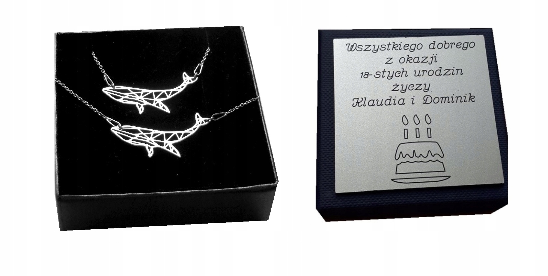 

Komplet wieloryb Origami srebro 925 Grawer