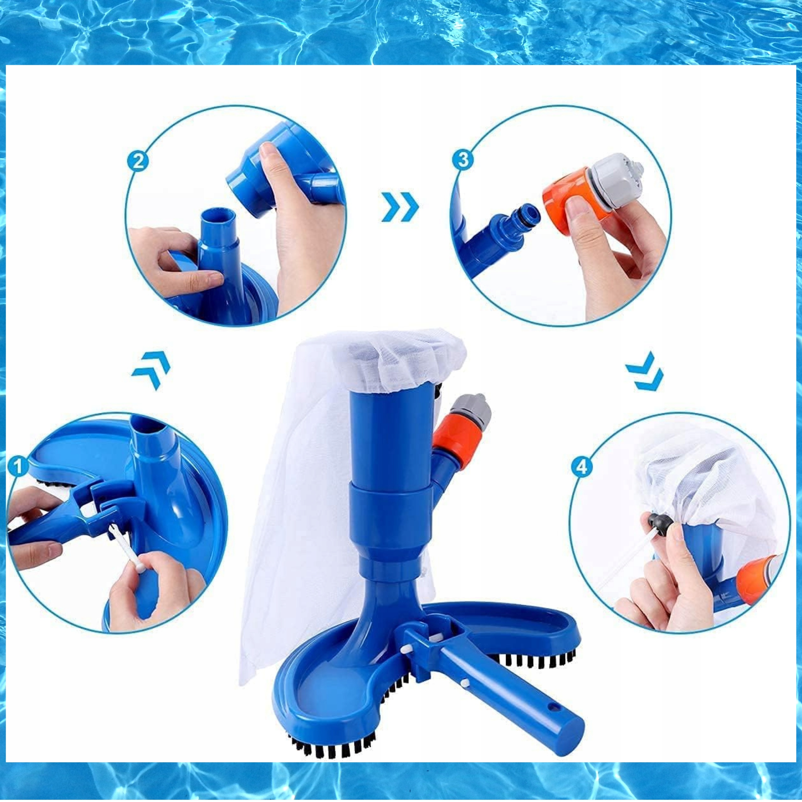 ODKURZACZ BASENOWY SZCZOTKA DO CZYSZCZENIA DNA BASENU OCZKA PRZENOŚNY MOCNY Producent Intex
