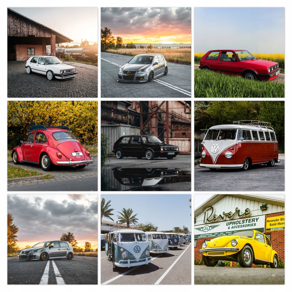 Sada plagátov 9x 60x60 Mix Volkswagen Vw