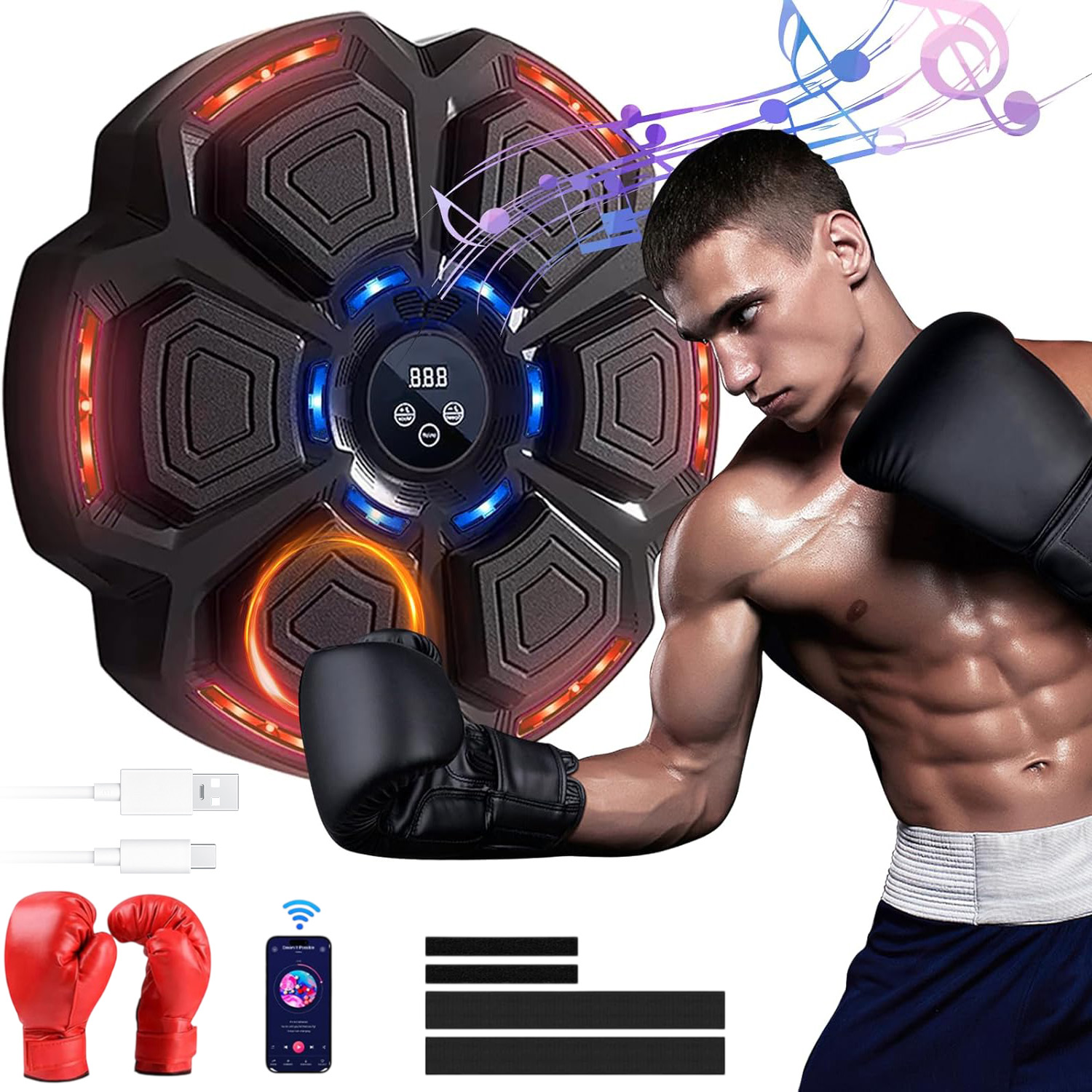 Tarcza Bokserska Muzyczna Bluetooth Usb Boxing Machine+ Rękawice Bokserskie