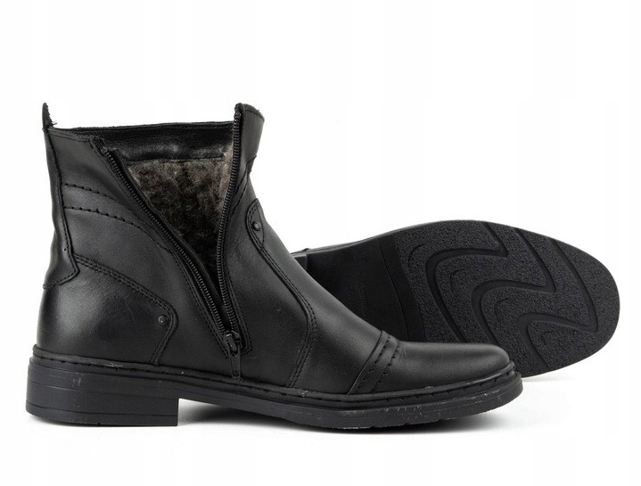 BUTY ZIMOWE SKÓRZANE OCIEPLONE 252S CZARNY 41 Kolor czarny
