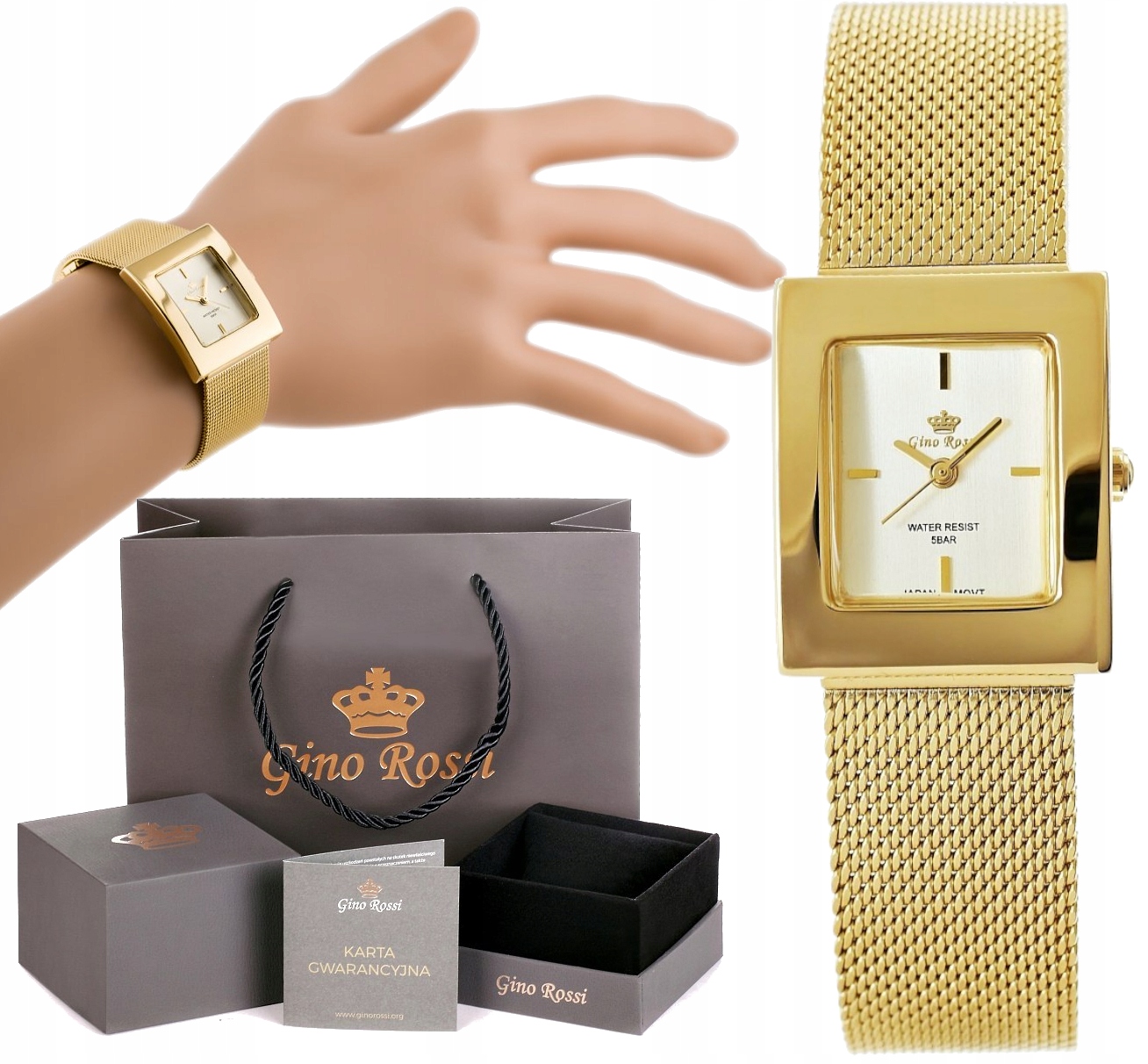 

Zegarek Damski Drobny Prostokątny Bransoleta Mesh