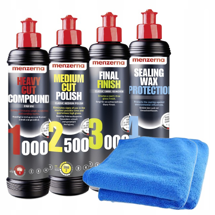 ZESTAW PAST POLERSKICH DO POLEROWANIA LAKIERU MENZERNA 1000 2500 3000 WOSK