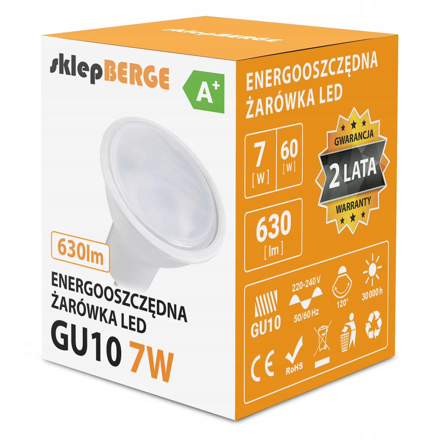 

Żarówka Led GU10 7W b.ciepła 3000K