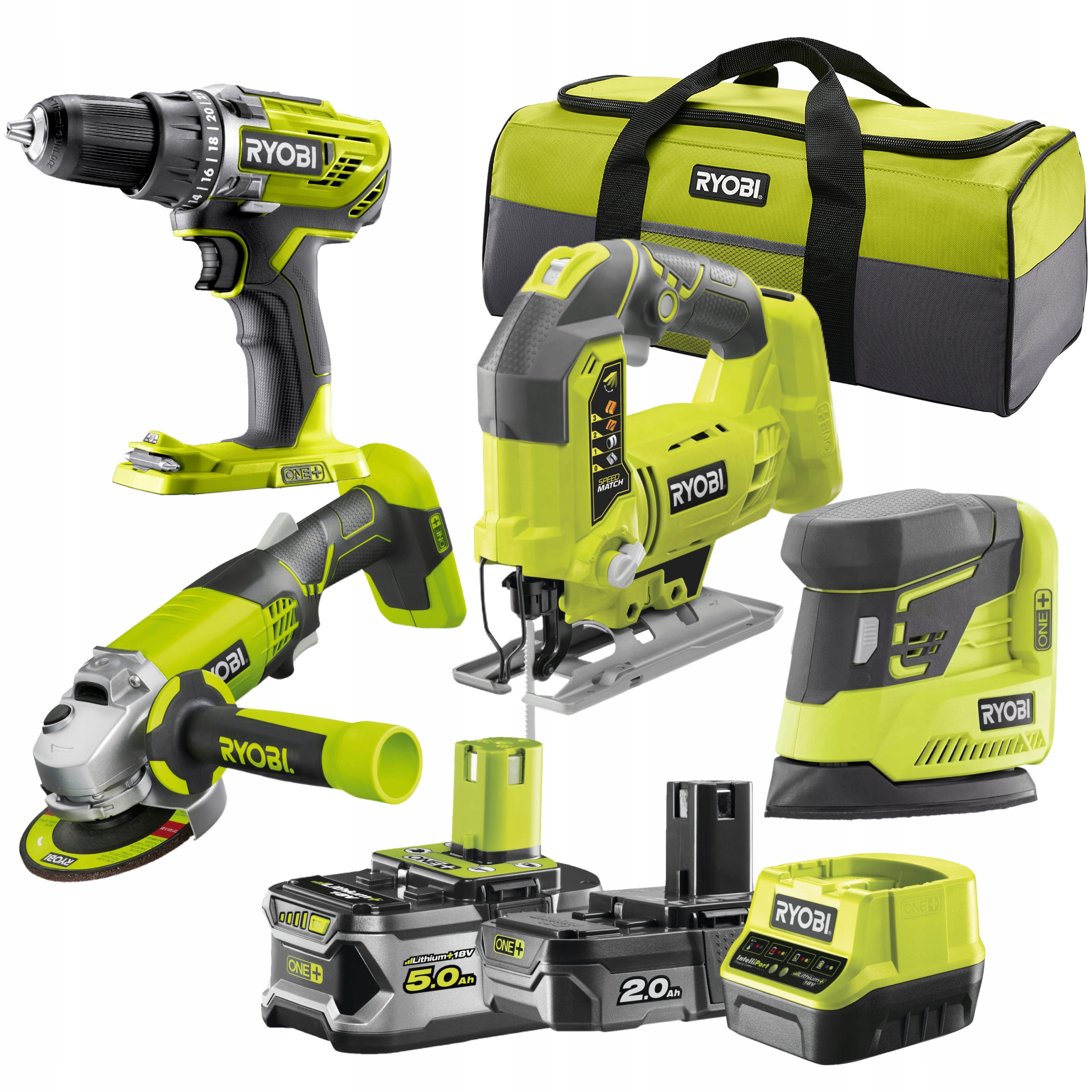 

Ryobi Zestaw Szlifierka Wkrętarka 7el 18V 2Ah 5Ah