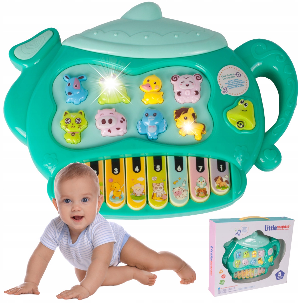 PIANINKO INTERAKTYWNE ORGANKI MUZYCZNE odgłosy zwierząt LED INSTRUMENT