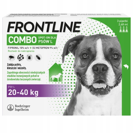 Krople na pchły i kleszcze Frontline combo dla psów L 3 pipety