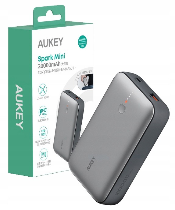 Aukey PB-Y57 Mini Power Bank 20000 mAh 22.5 W 2xUSB Pd 3.0 Qc 3.0 Led