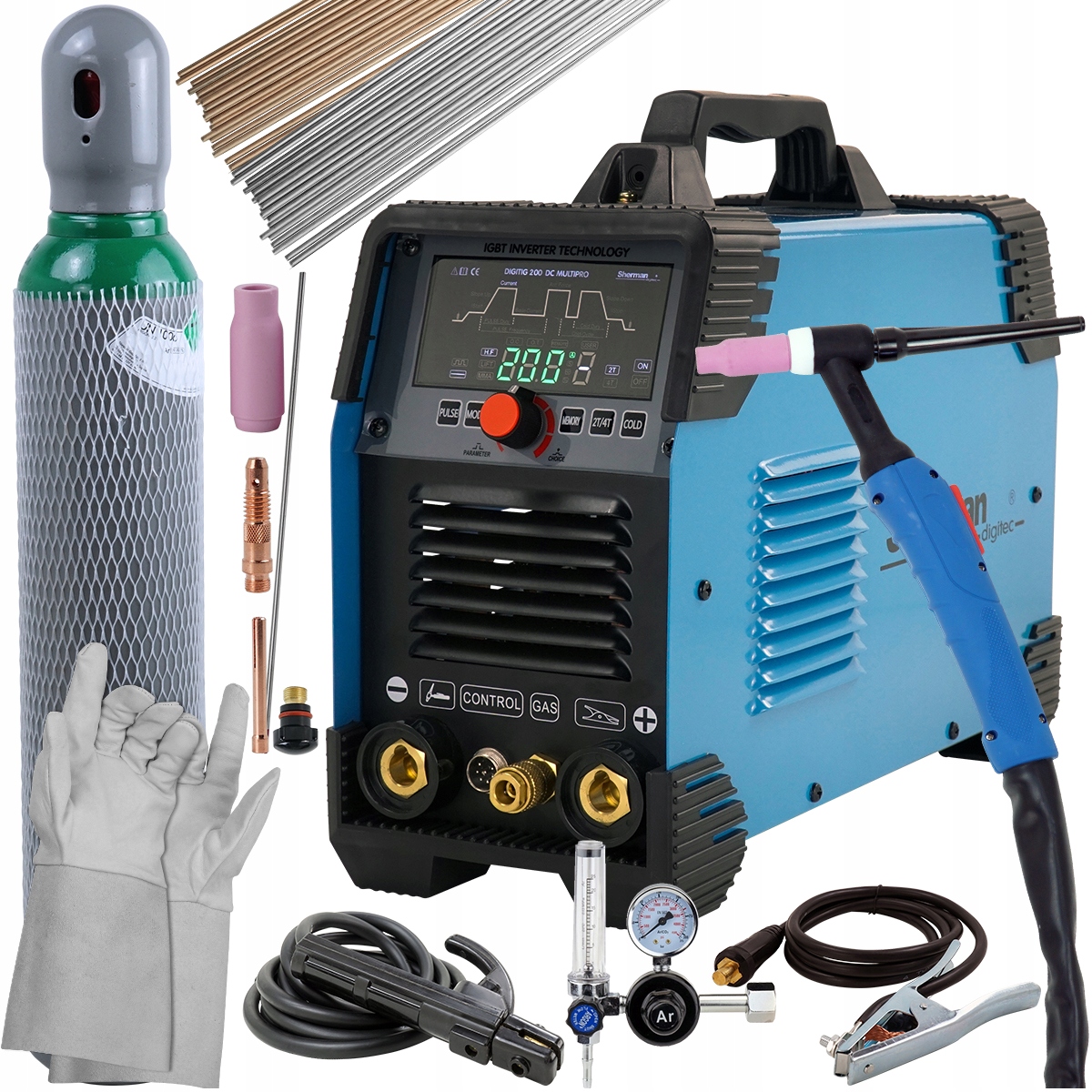 Spawarka inwertorowa TIG DC 200 Puls MMA HF 230V