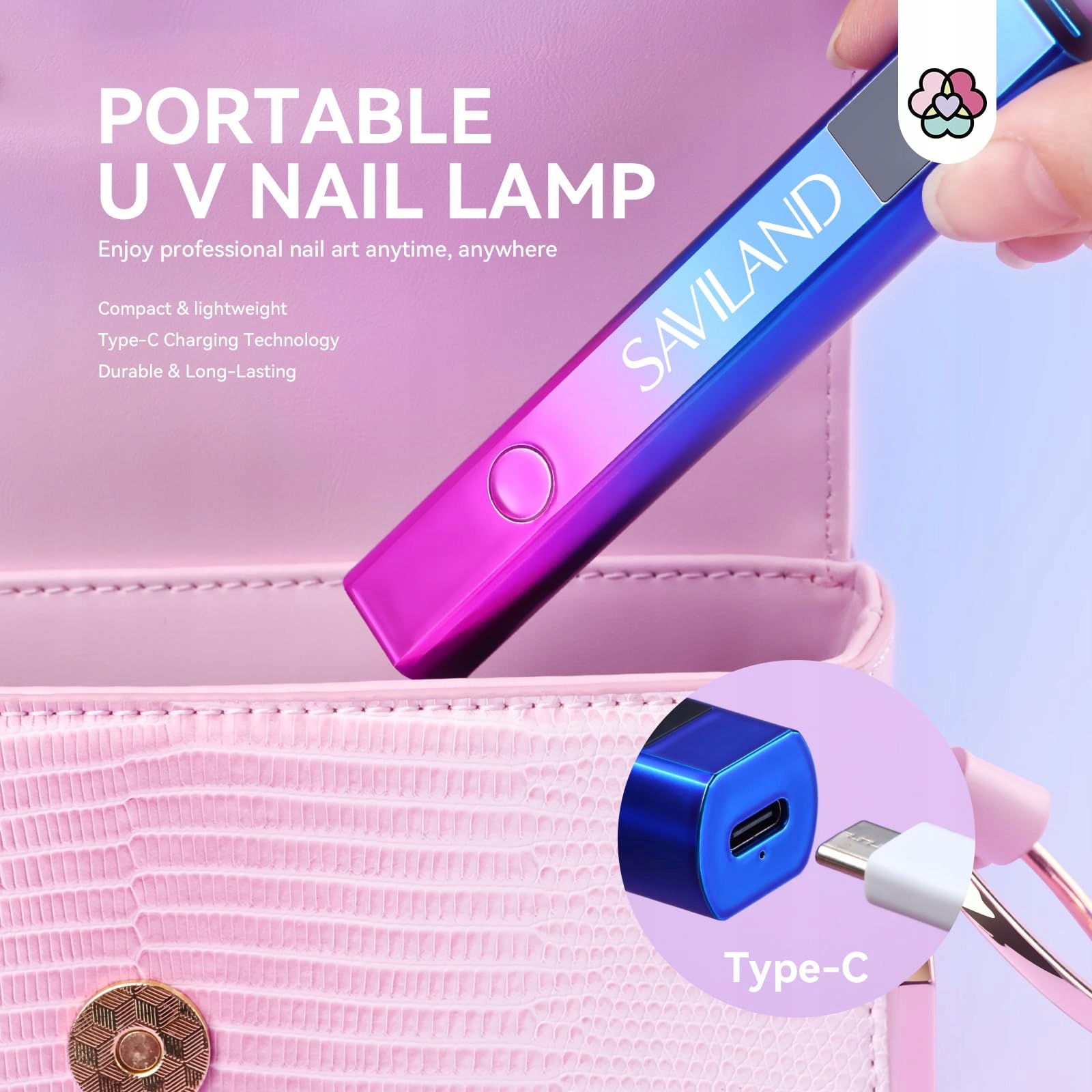 SAVILAND Lampa UV LED Do Paznokci 16W Z LCD Mini Kieszonkowa Lampa — miniatura 7