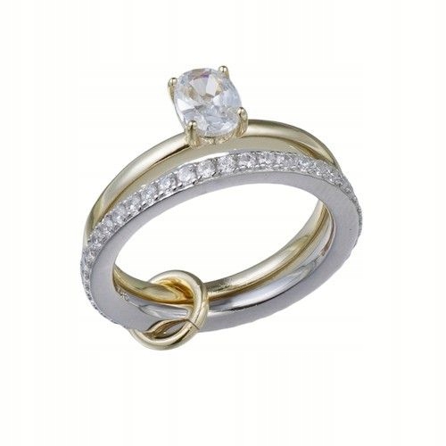 Prstýnek ze stříbra 925 Dvojitý pozlacený s efektními zirkony 16