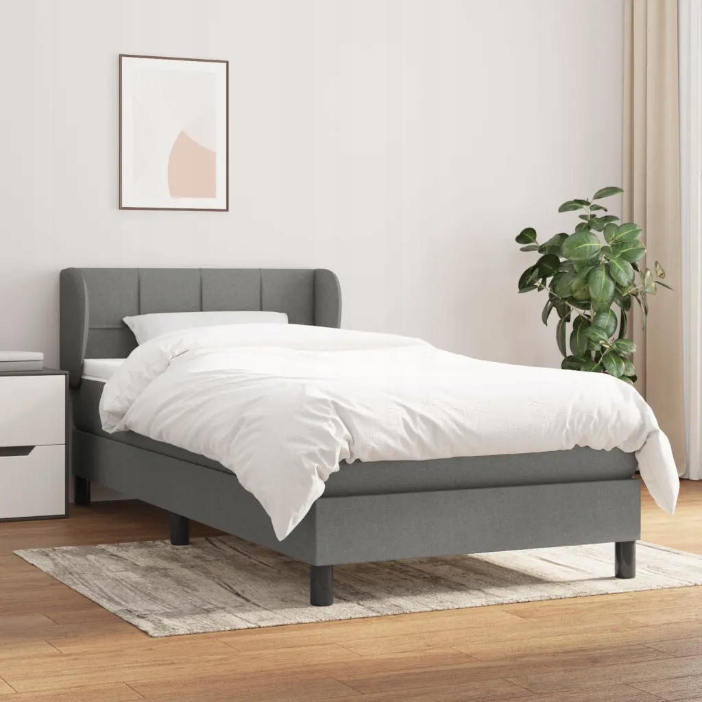 Box spring postel s matrací tmavě šedá 90x200 cm textil Šedá 3126214