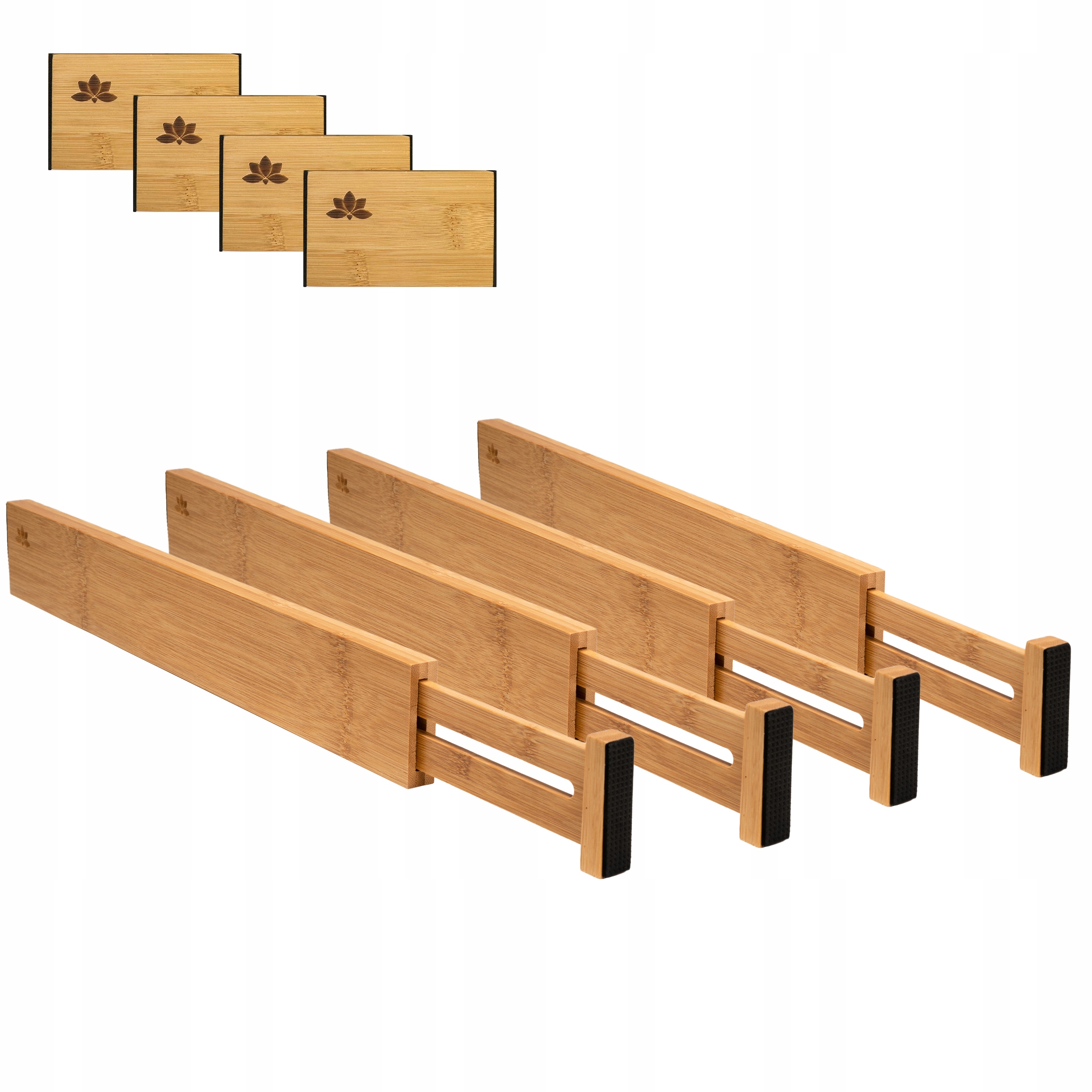 Bambusové rozpěrky do zásuvek Organizéry 44-56 cm, 4-balení