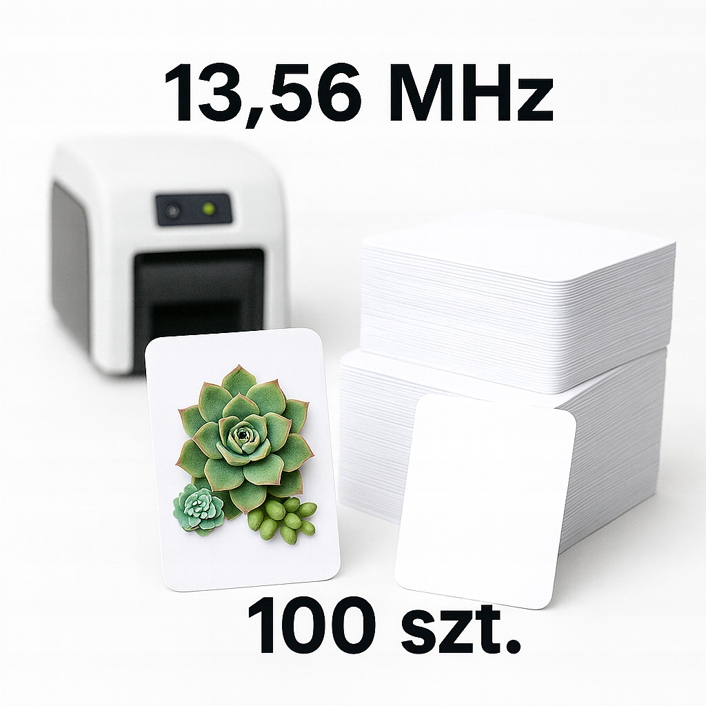 Zestaw 100 szt Karta Mifare Classic Rfid 13,56 MHz Mia MFK1-P do nadruku