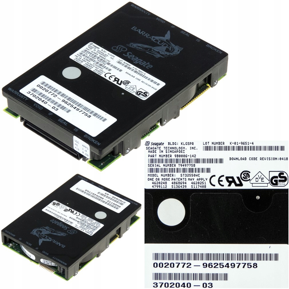 Sun 3702040-03 2.1GB 7.2K Scsi 80-PIN ST32550WC