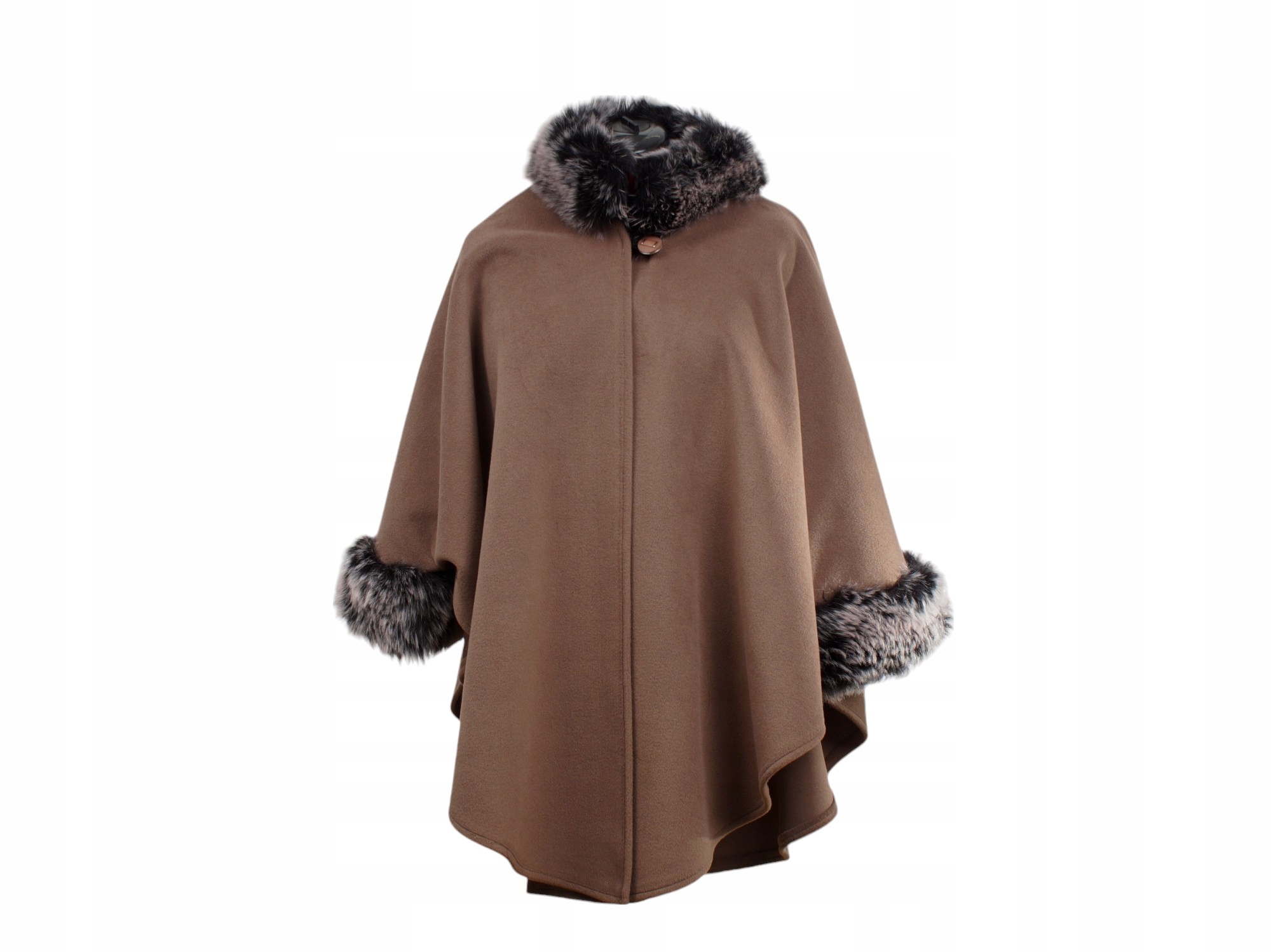 Dámské pončo s kožešinou – límec a rukávy v luxusním stylu