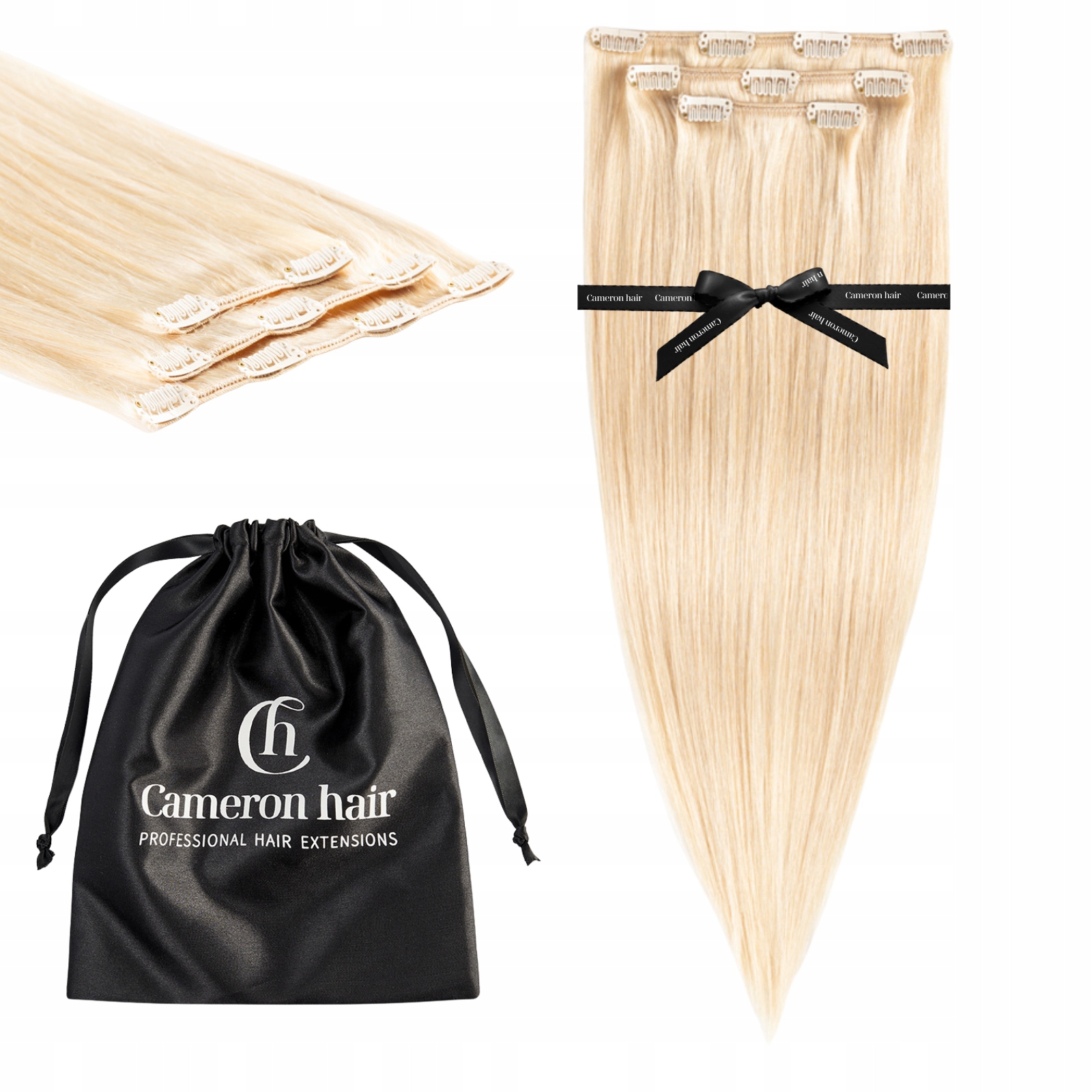 Přírodní vlasy Clip In 53 cm 3 pásky 60 g #60 Velmi světlý blond dopňky