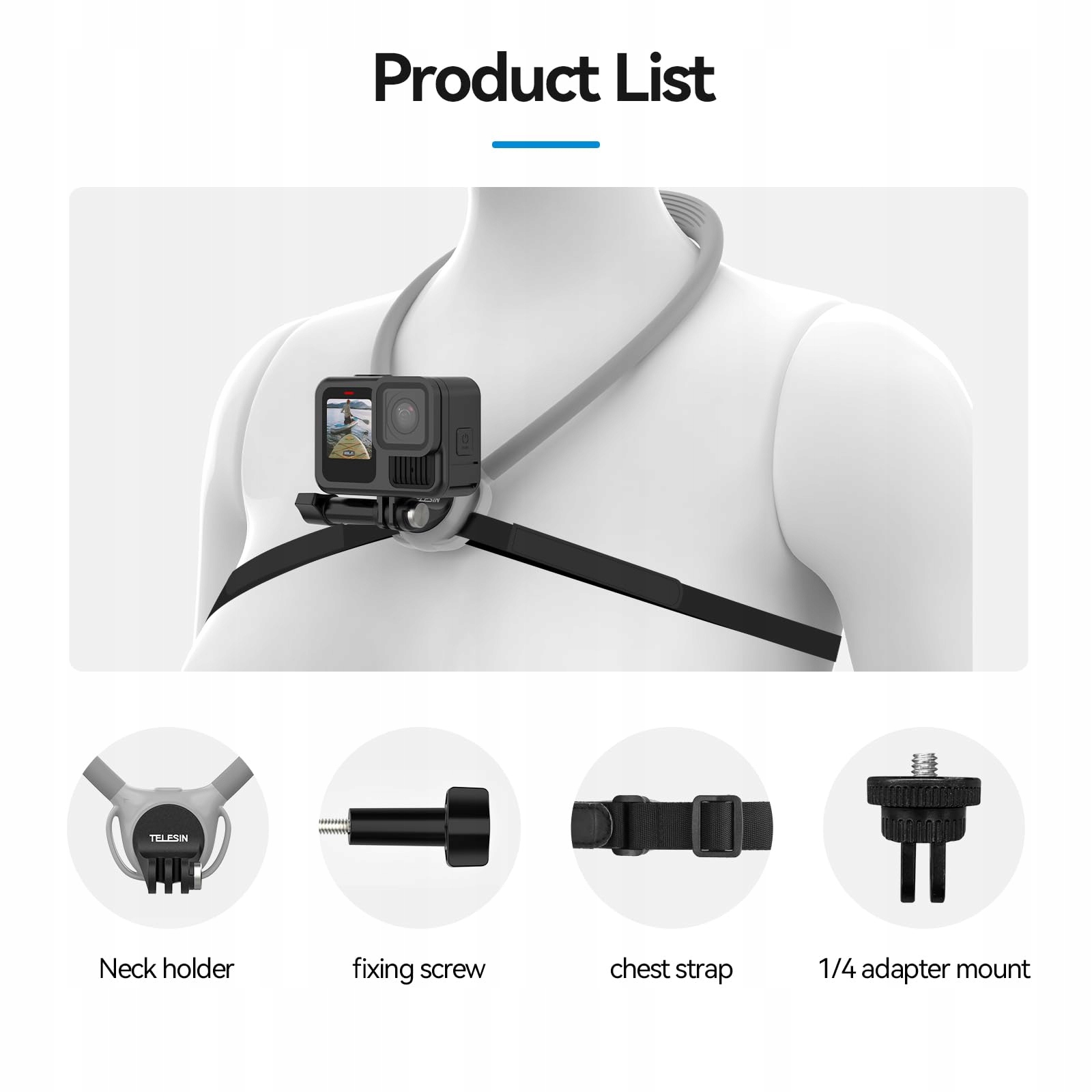 TELESIN SE 20 Rotating Neck Mount for GoPro DJI Insta360 Cameras — miniatura 8